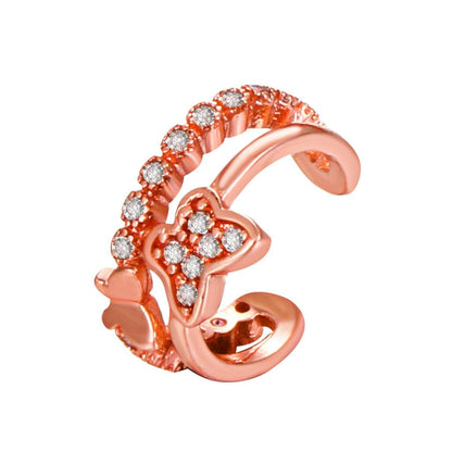 Temperament personality butterfly ear clip without ear hole single ins French light luxury copper inlaid zircon C-shaped ear bone clip
