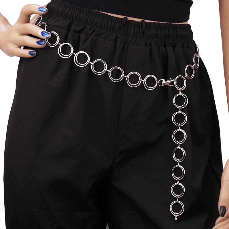 Jewelry Hip Hop Punk Double Ring Metal Waist Chain Retro Versatile Ring Body Chain