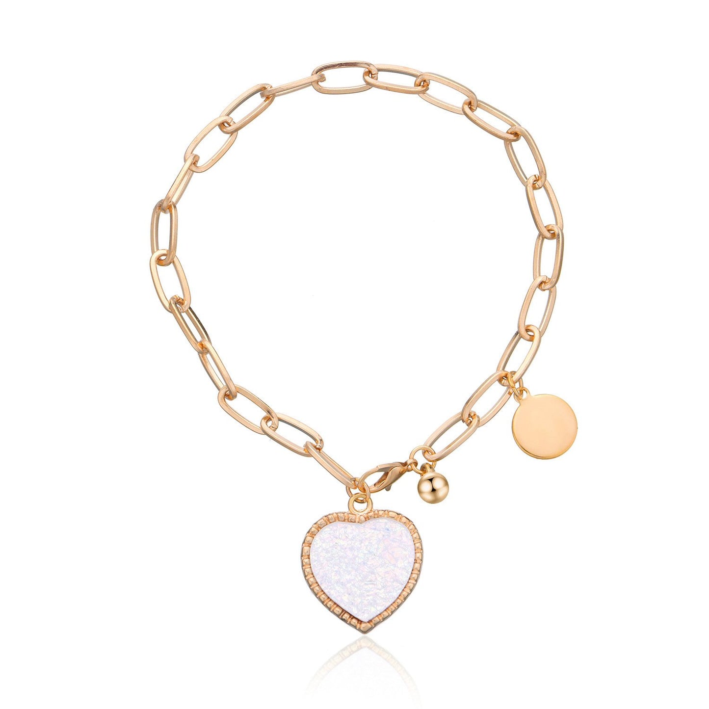 Jewelry Fashion Personality Peach Heart Bracelet Female Exaggerated Thick Chain Handmade Love Bracelet Jewelry