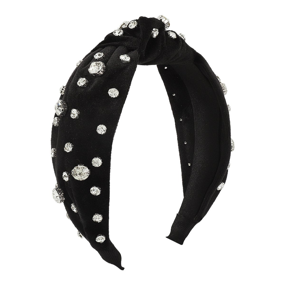 F4826 Light luxury white diamond velvet knotted hair hoop French style autumn and winter internet celebrity personality fashion head hoop for women