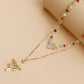 Jewelry trend double-layer color crystal stone cross necklace female niche high-end necklace light luxury
