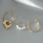 ins pearl love earrings set retro fashion metal geometric hoop earrings personality simple earrings