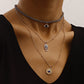 Jewelry trend multi-layer gray rhinestone blue devil's eye pendant necklace female personality necklace