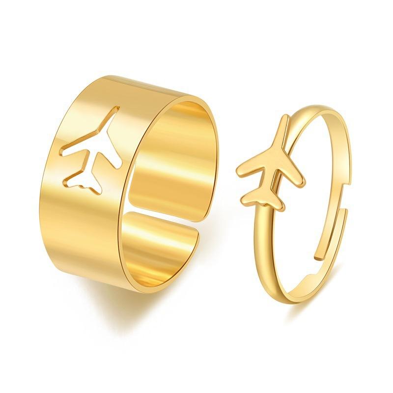 The same couple ring set ins personality butterfly star opening index finger ring 2-piece set for men and women