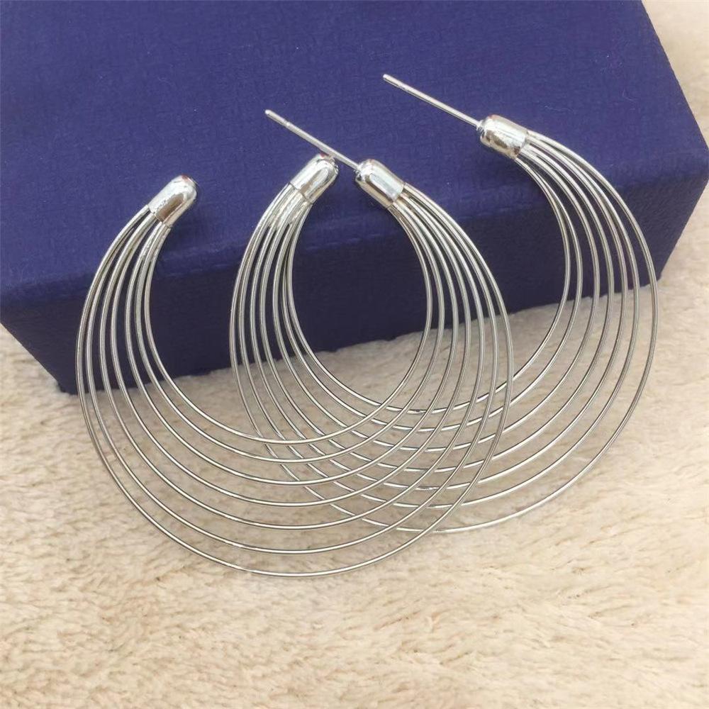 Water Drop Silk Mesh Hoop Earrings Fashion Earrings Simple Geometric Earrings Female Ear Hanging Earrings