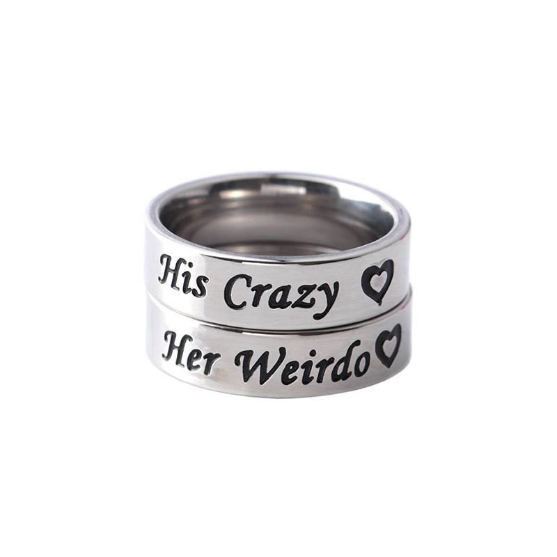 Fashion hiscrazyherweirdo ring couple ring titanium steel ring jewelry