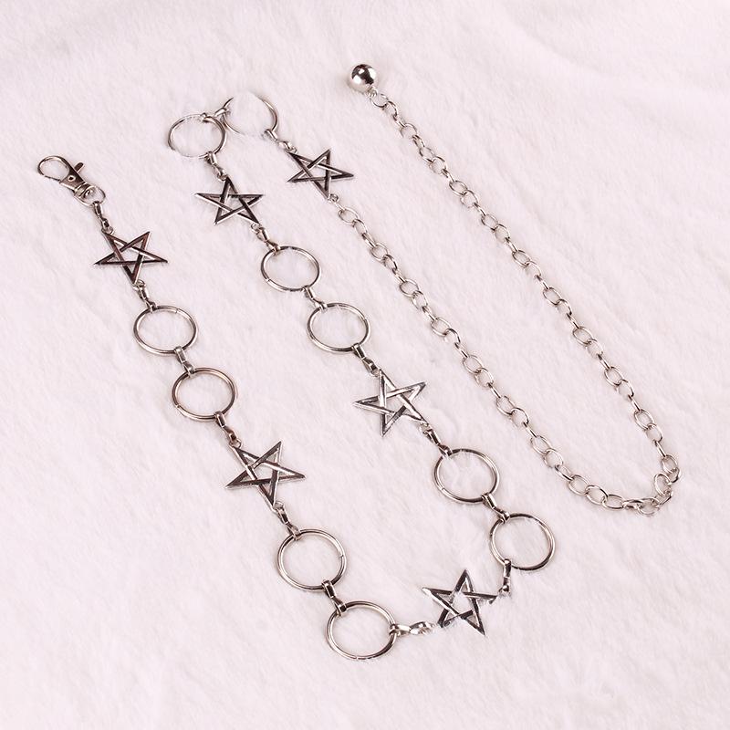 ins simple single circle star ring geometric waist chain sexy trendy people metal chain body chain