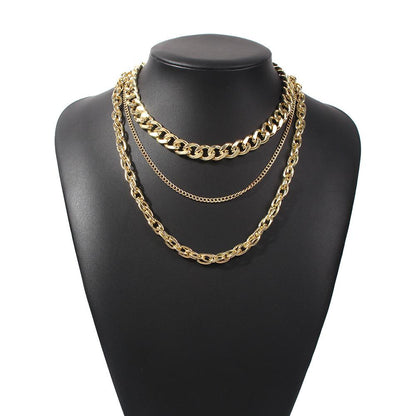Multi-layer chain element clavicle chain versatile creative fashion necklace retro cold personality necklace