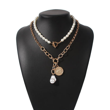 N7626 Popular Necklace Female Fashion Versatile Alloy Necklace Creative Bohemia Coin Pendant
