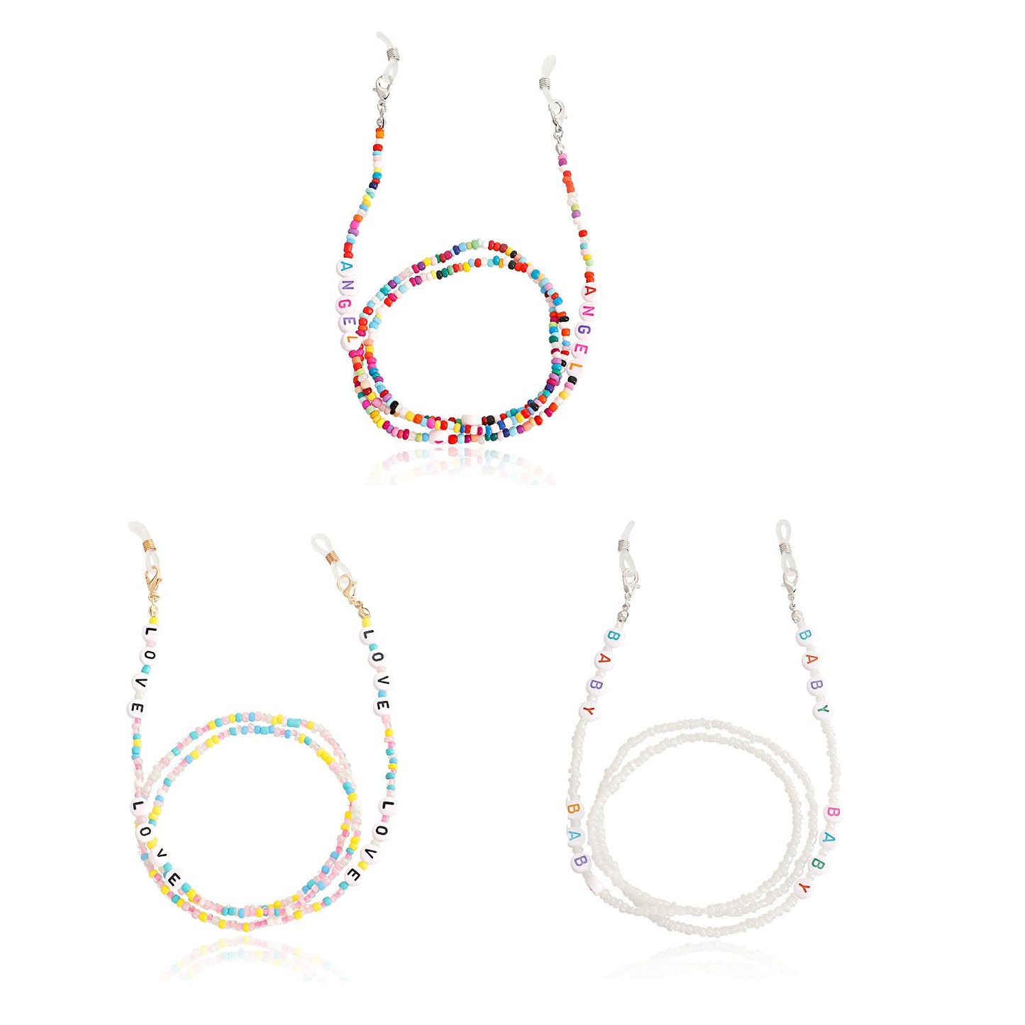 Jewelry bohemian letter LOVE colorful rice bead glasses chain accessories non-slip mask hanging chain