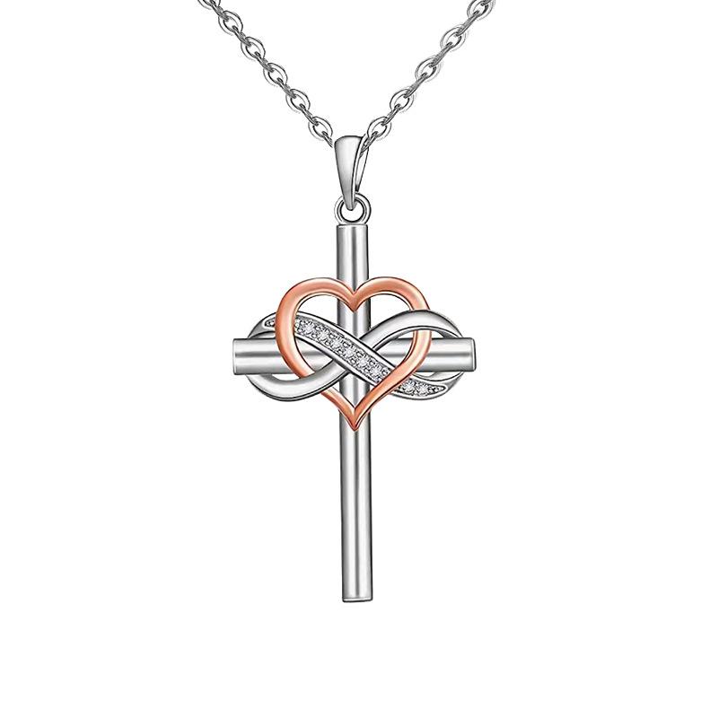 Explosive Jewelry Cross Pendant Necklace Female Heart Shape 8 Religious Belief Clavicle Chain Jewelry