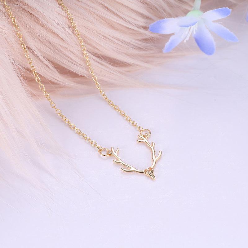 ins Christmas small antlers deer head elk necklace female fashion jewelry