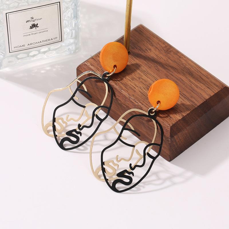Ins net red funny abstract face earrings creative niche design double-sided earrings female
