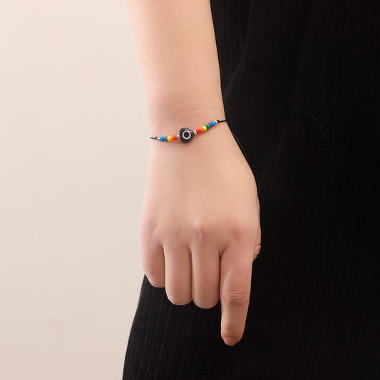 Jewelry color millet beads heart-shaped devil's eye braided bracelet female ins bracelet