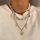 Jewelry Vacation Rice Bead Shell Clavicle Necklace Imitation Pearl Alphabet Portrait Tag Necklace