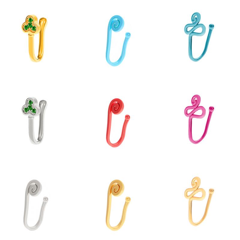 Punk metal hole-free nose nail ins exaggerated fashion copper U-shaped nose piercing jewelry female