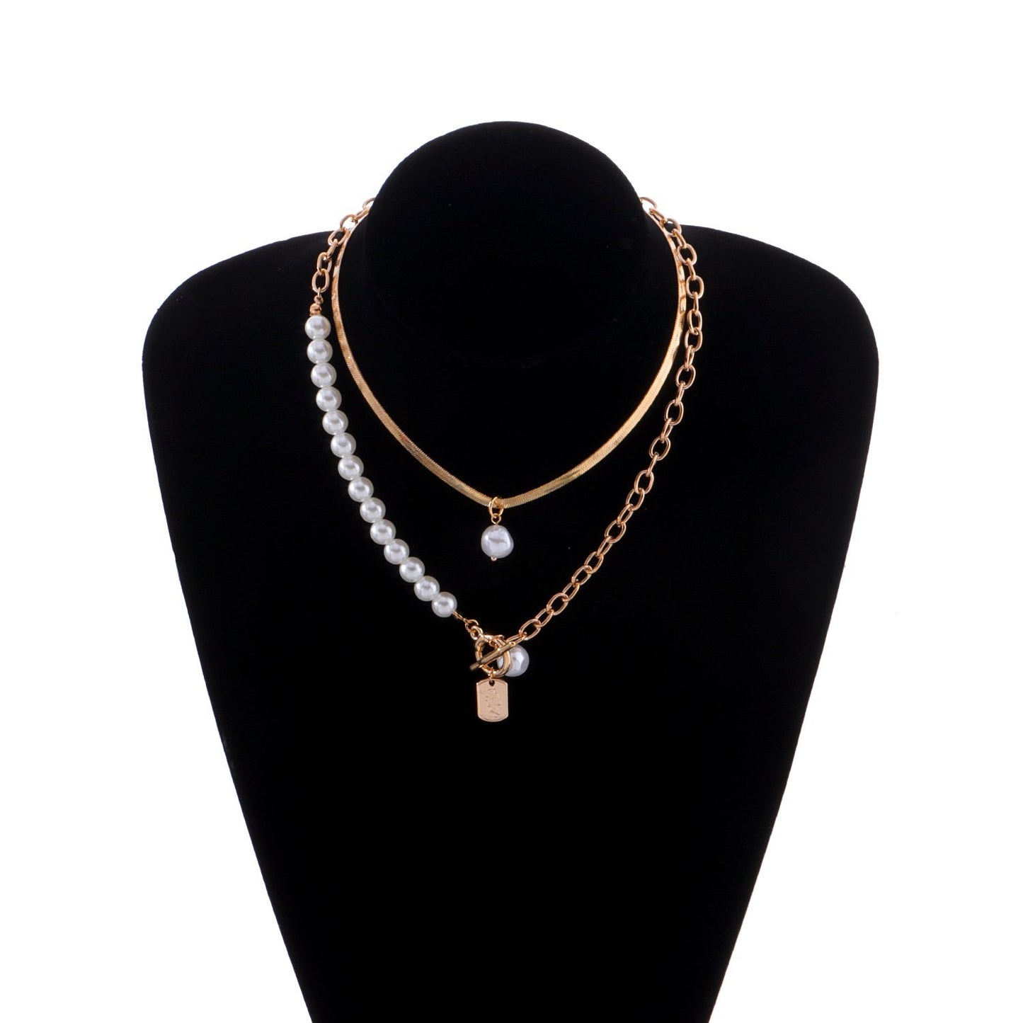 Jewelry OT Buckle Crown Queen Pearl Pendant Necklace Women's Explosive Style Snake Bone Square Brand Necklace