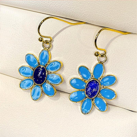 Explosive jewelry imitation turquoise small daisy flower pendant earrings female chrysanthemum plant flower earrings