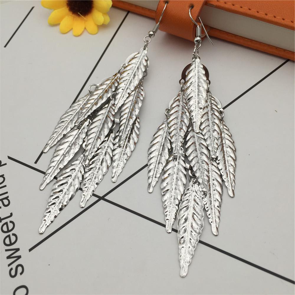 Three-dimensional pattern strip leaf earrings long women's earrings metal earrings stall jewelry