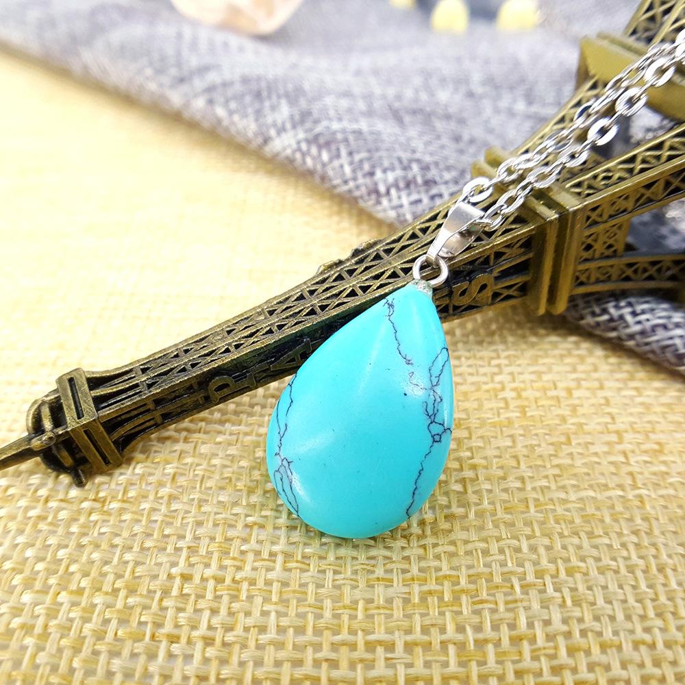 Clothing Accessories Necklace Simple Water Drop Necklace Clavicle Chain Natural Stone Pendant With Chain