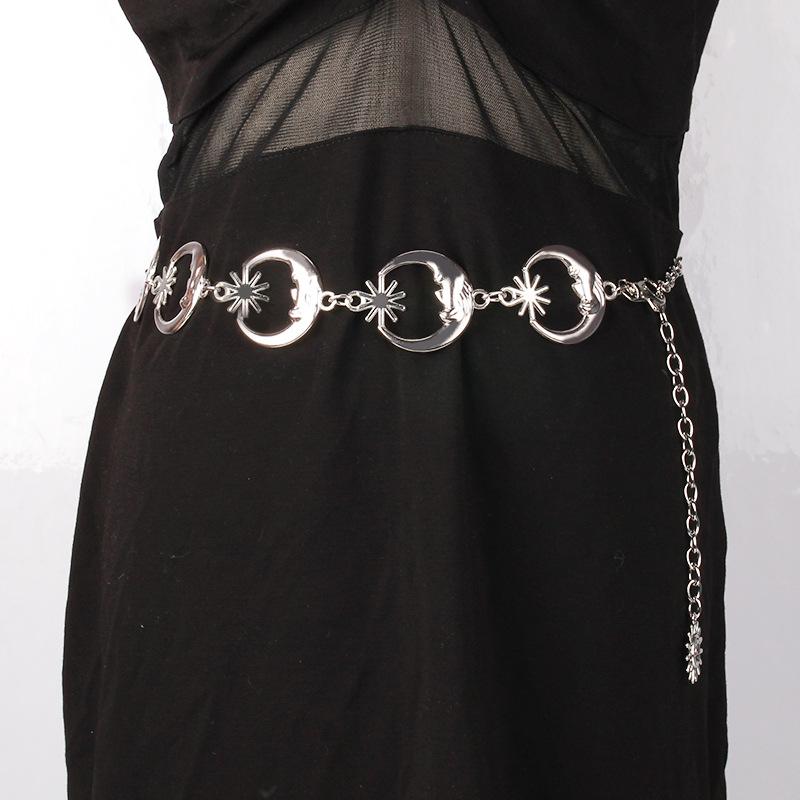 Moon metal waist chain women's sun decoration with dress ins trend simple and versatile chain waist accessories