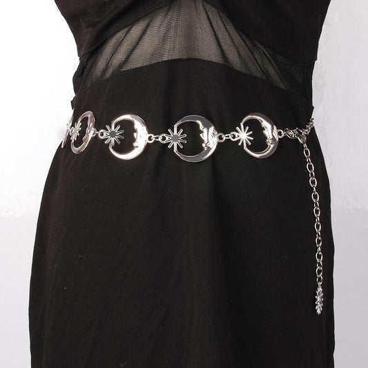 Moon metal waist chain women's sun decoration with dress ins trend simple and versatile chain waist accessories