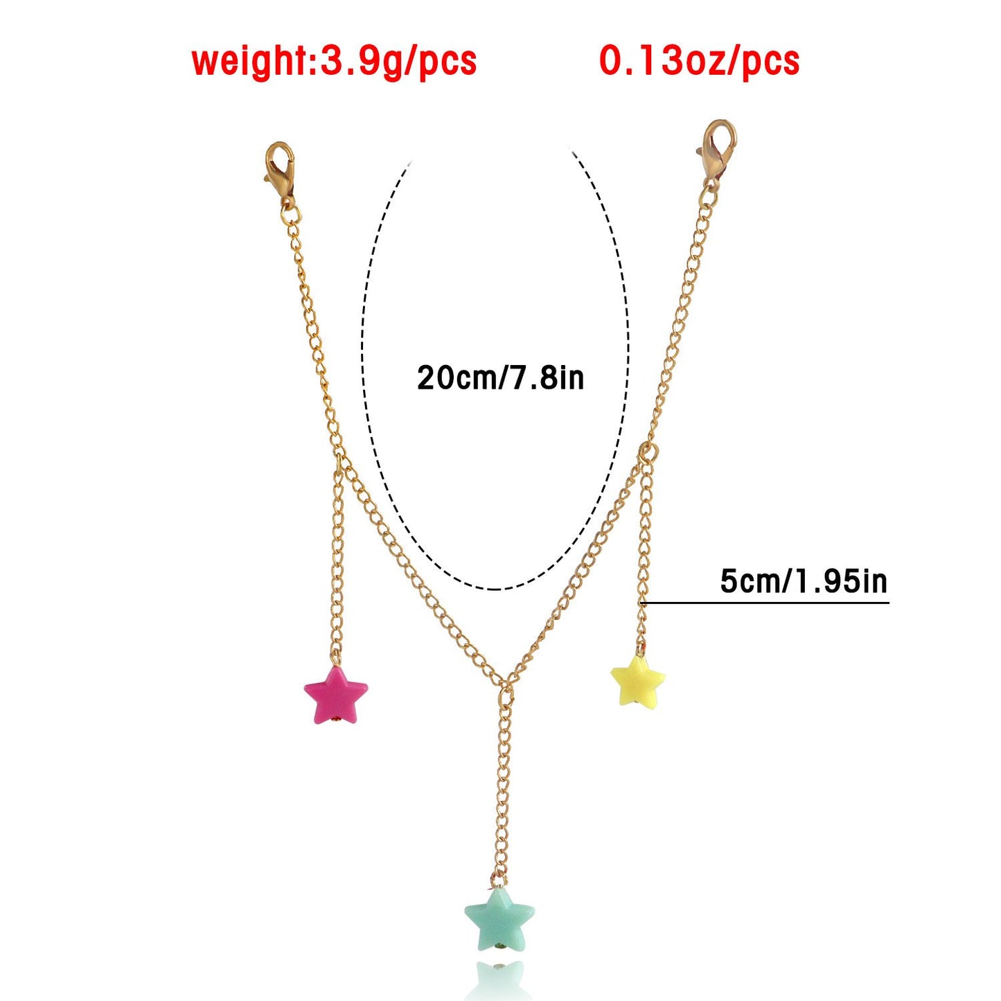 Jewelry tassel color five-pointed star pendant pants bag accessories female hip-hop geometric clothing pendant
