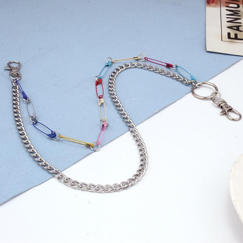 Jewelry ins creative color pin double-layer pants chain personality hip-hop punk metal waist chain female