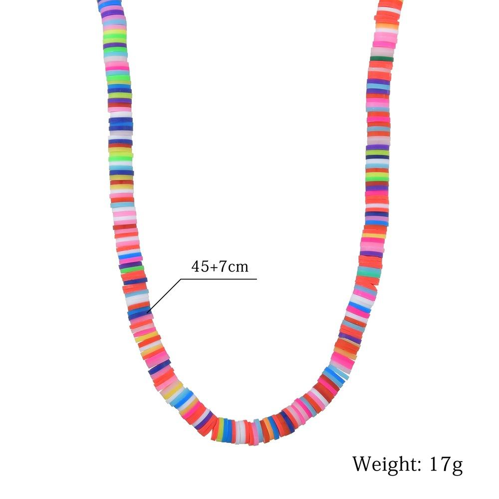 Hot Bohemia Short Necklace Round 6mm Mixed Color Soft Ceramic Necklace Clavicle Chain