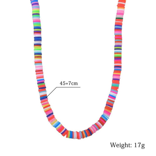 Hot Bohemia Short Necklace Round 6mm Mixed Color Soft Ceramic Necklace Clavicle Chain