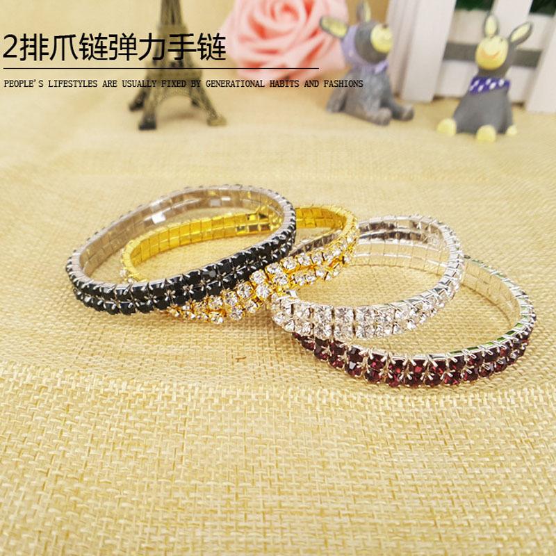 Creative Bracelet Birthday Gift Bracelet Two Row Elastic Alloy Hand Decoration Double Row Bracelet