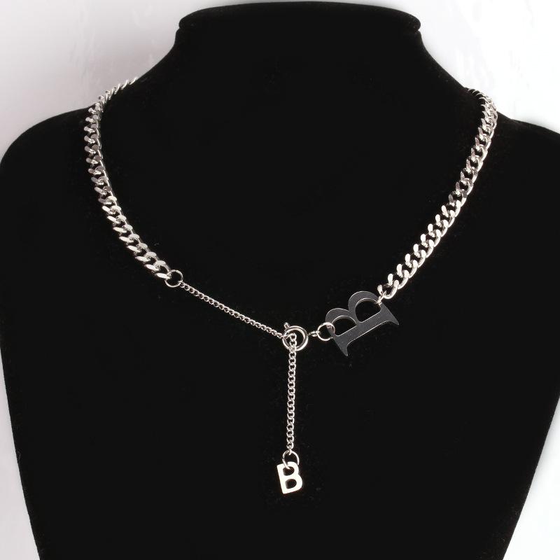 Indifferent and trendy titanium steel letter B accessories necklace female personality wild ins hip-hop clavicle chain