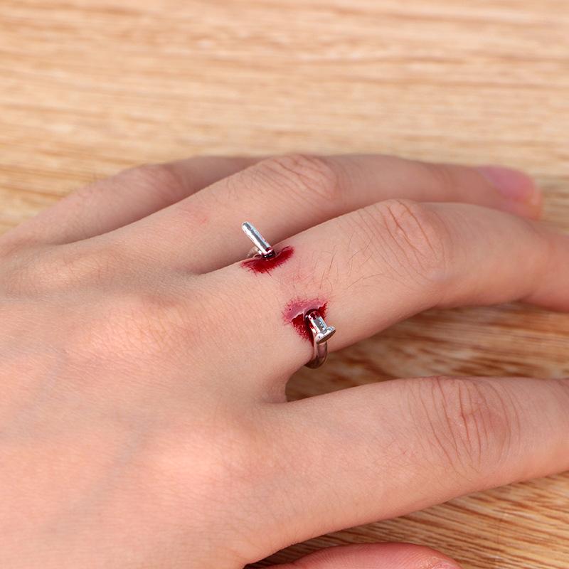 Grid jewelry funny Halloween nail open ring fashion simple adjustable ring