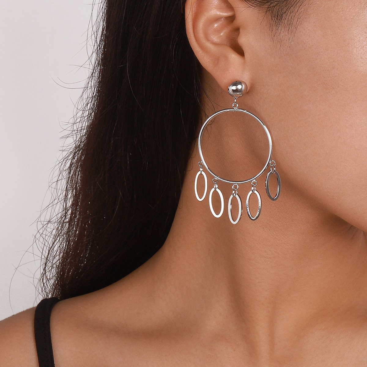 E152 Jewelry metal simple niche circle earrings tribal ethnic geometric earrings