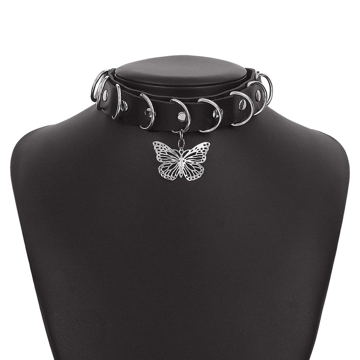 N1527 Harajuku exaggerated leather necklace hollow butterfly sweet cool necklace personality night choker collar