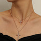 Jewelry Size Double Pearl Cross Pendant Necklace Ladies Simple Temperament Trend Necklace