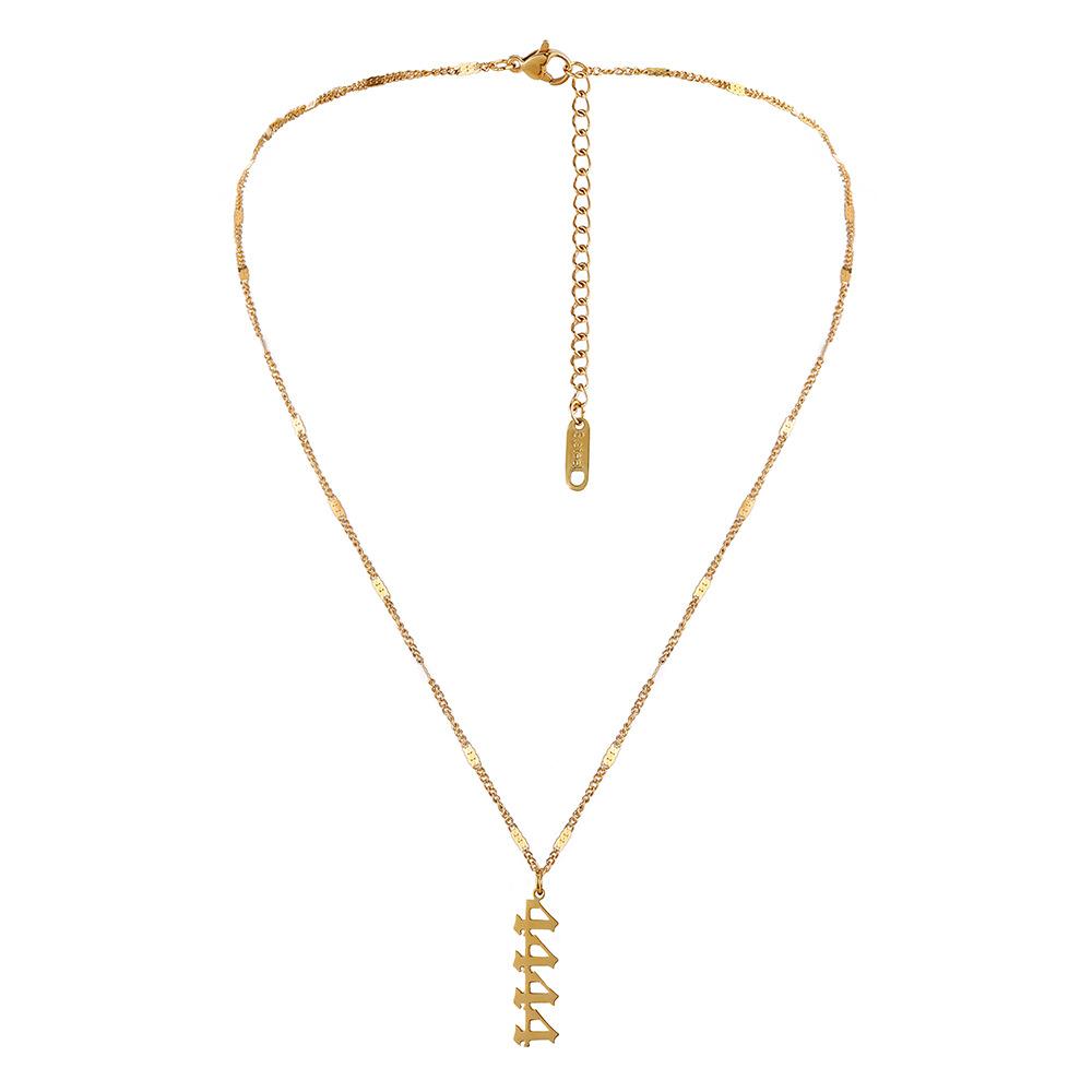 Fashion stainless steel number angelnumber4444 necklace angel's mark personality simple