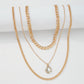 N9692 Multilayer Necklace Geometric Glass Diamond Thick Chain Necklace Fashion Temperament Alloy Necklace