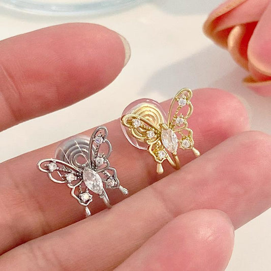 ins butterfly mosquito coil ear clip women's French light luxury niche design butterfly ear bone clip without ear piercing earrings