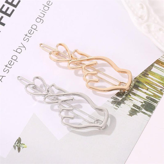 Hair accessories simple than heart hand accessories hair clip personality girl side clip creative love card