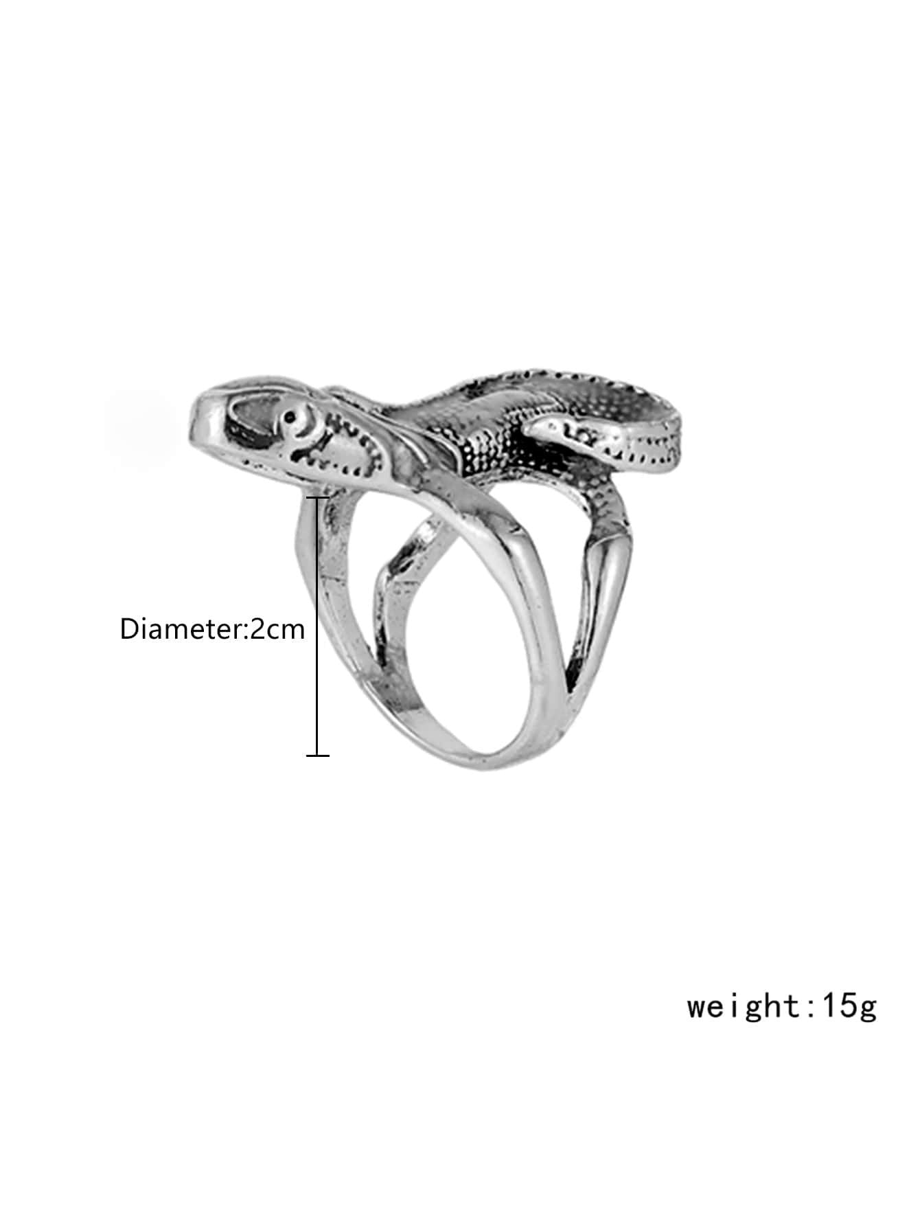 Fashion simple silver ring luminous lizard ring retro versatile domineering punk personality trend