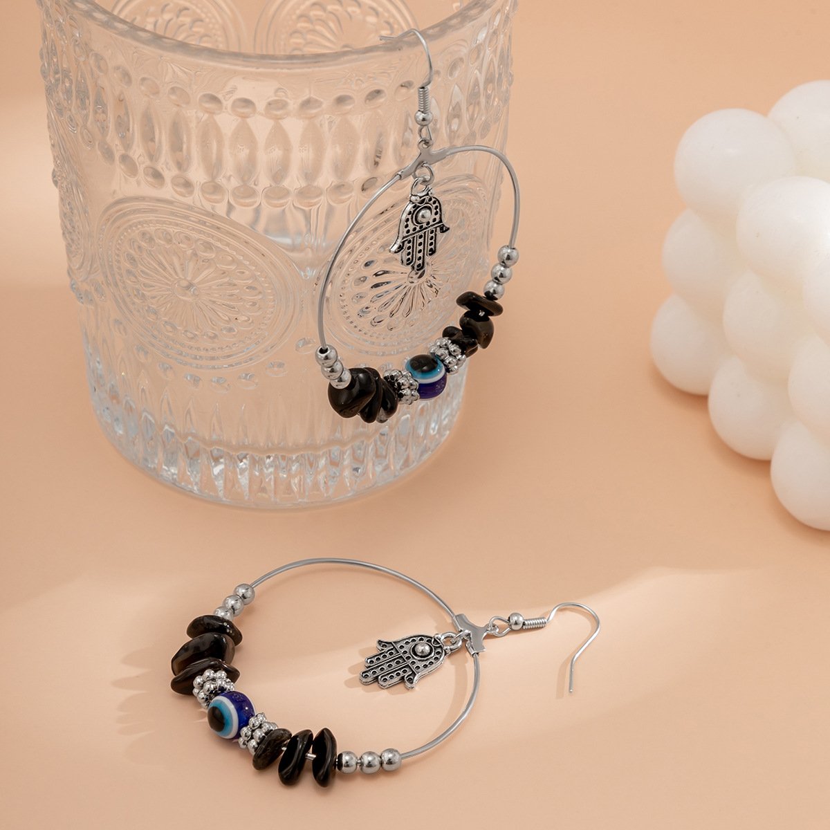 Jewelry Ethnic Retro Ring Gravel Eye Earrings Versatile Exaggerated Irregular Bergamot Earrings