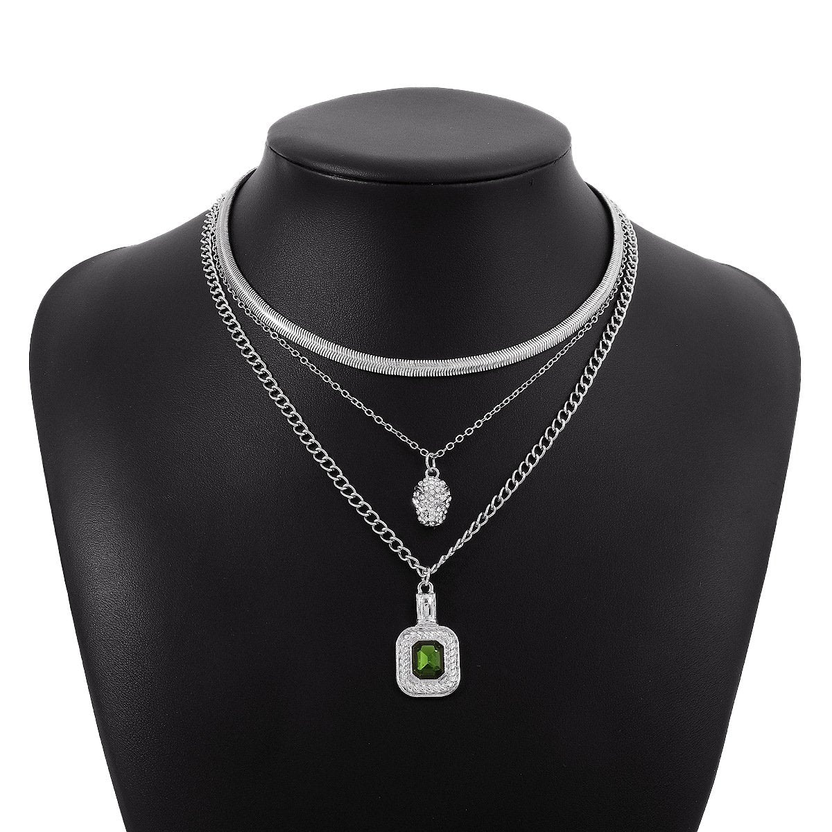 N1752 retro stacked multi-layered necklace palace simple niche necklace light luxury rhinestone necklace female