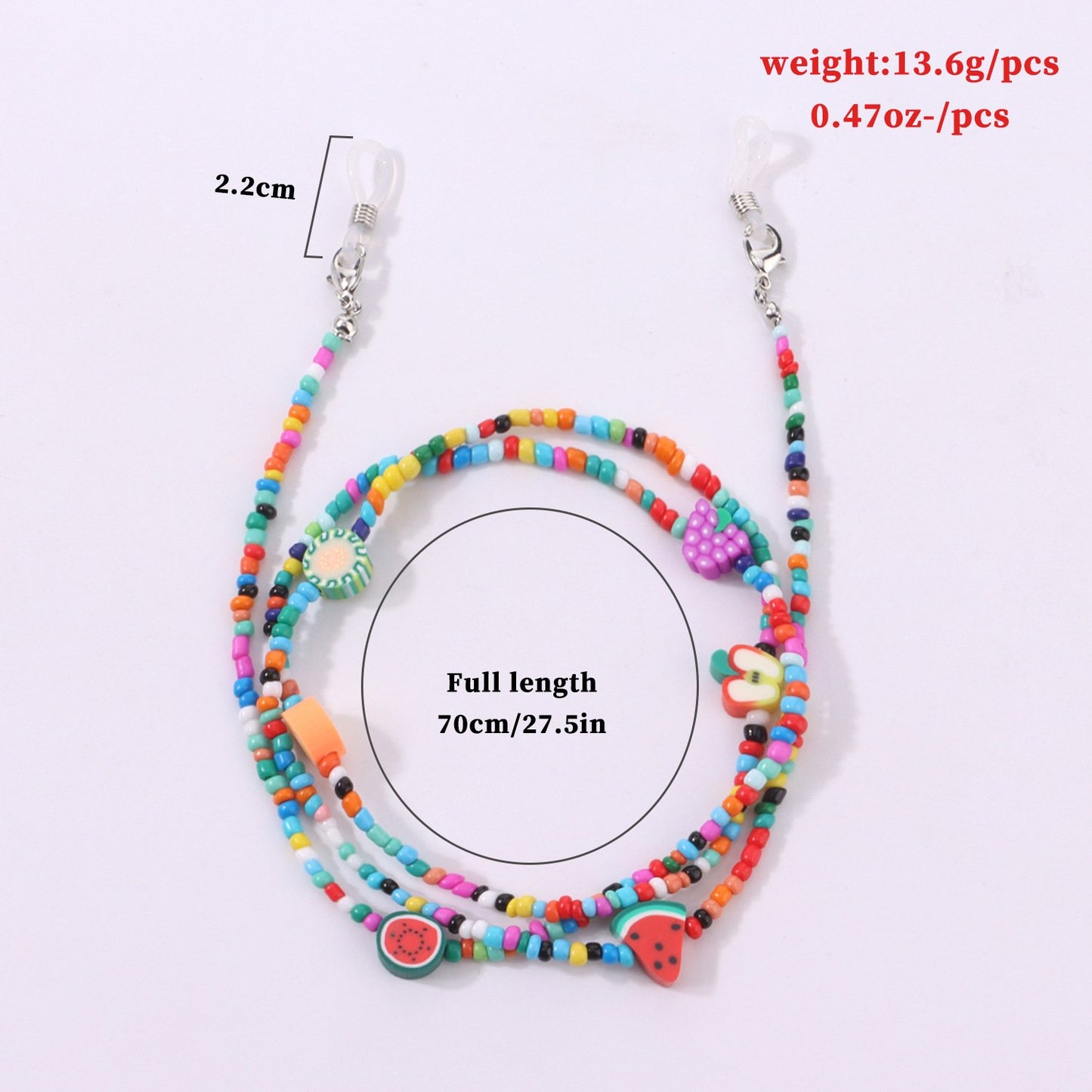 Jewelry multi-element fruit shape rice bead glasses chain women's fashion colorful mask non-slip lanyard