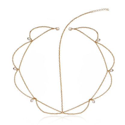 Simple Handmade Jewelry Boho Wave Tassel Chain Pearl Headband Hair Accessories