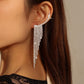 E1274 Temperament Simple Pop Earrings Net Red Tassel Rhinestone Ear Needles Geometric Banquet Exaggerated Earrings
