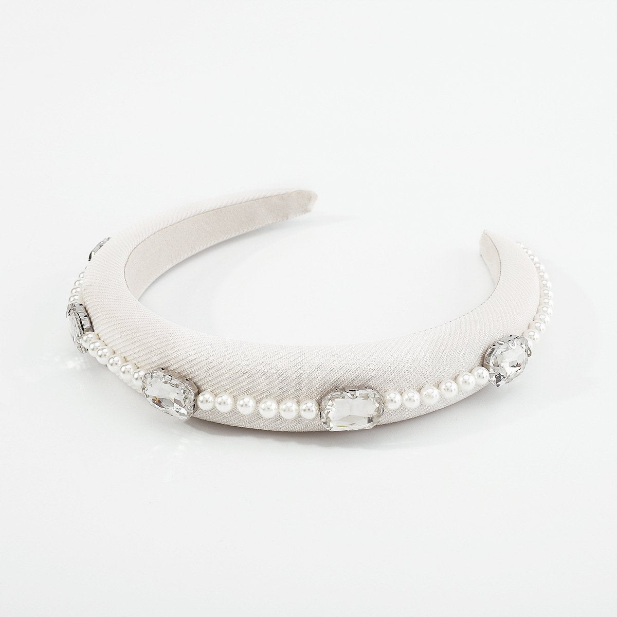 F492 French Retro Elegant Pearl Water Drill Headband Sponge High Skull Top Personality Light Luxury Atmosphere Fashionable Headband