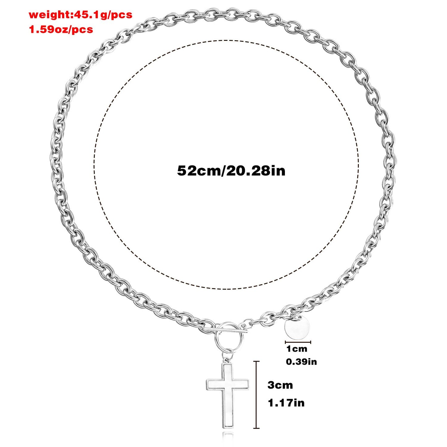 Jewelry punk exaggerated thick chain cross white mother-of-pearl pendant necklace female high-end clavicle chain