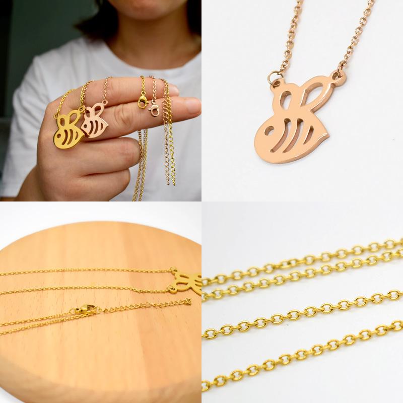 Personality Titanium Steel Bee Necklace Female Fashion Simple Honeycomb Insect Animal Clavicle Chain