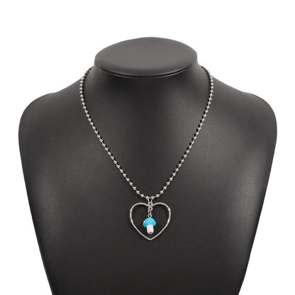 N966 Simple Geometric Fashion Necklace Love Resin Small Mushroom Pendant Necklace Age Reducing Sweet Necklace